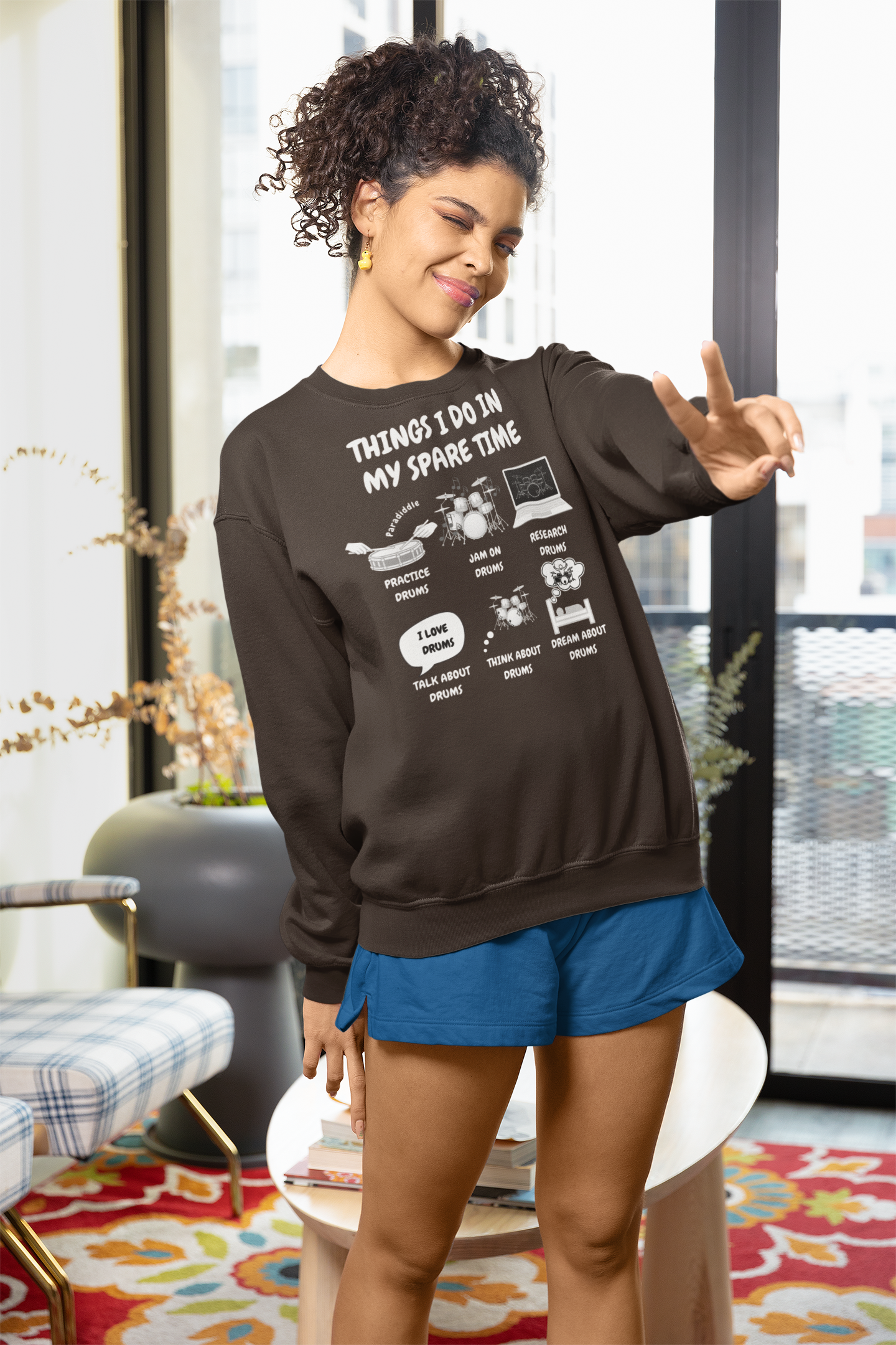 Things I Do in My Spare Time Drummer Sweatshirt - Funny Drummer Sweater