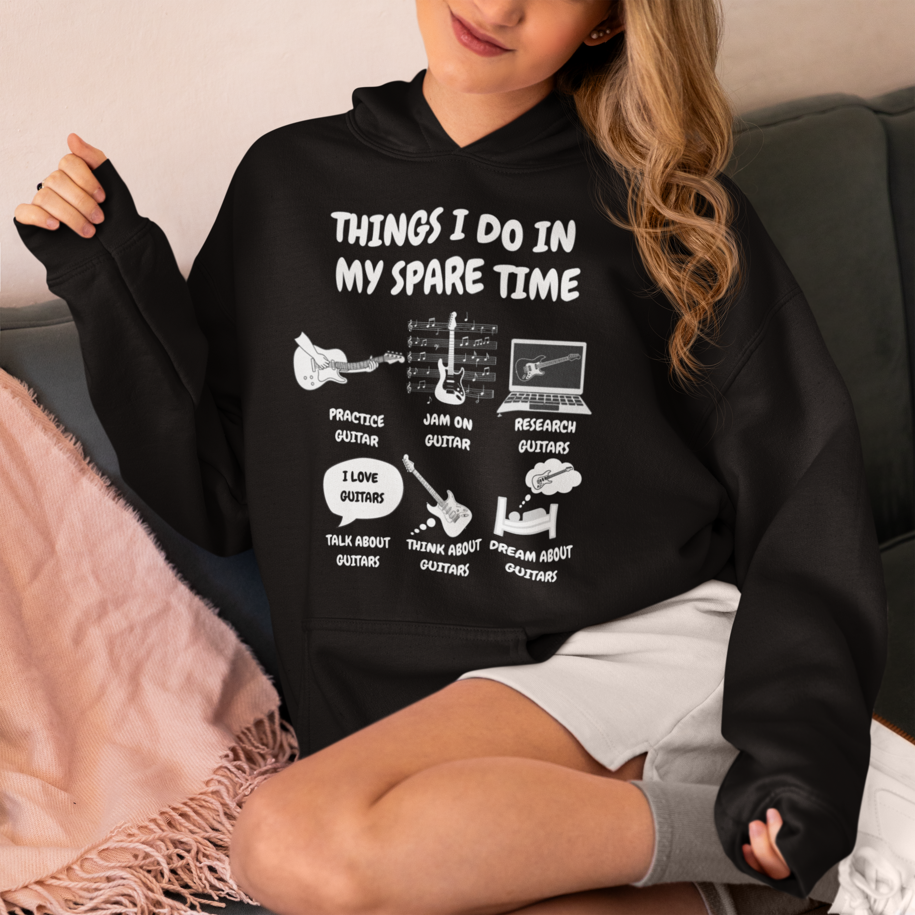 Things I Do in My Spare Time Guitar Hoodie - Funny Guitarist Hoodie