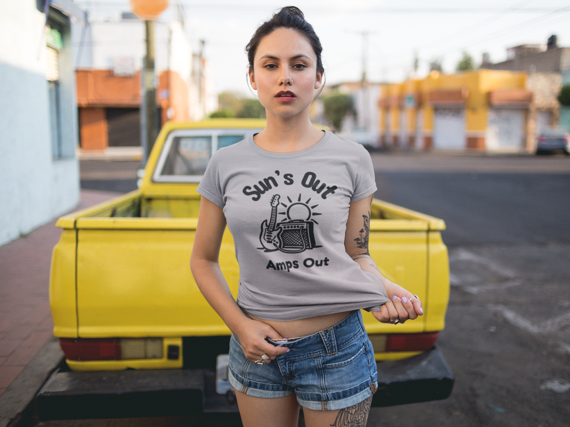 Sun’s Out Amps Out T-Shirt - Funny Guitar and Live Music Shirt