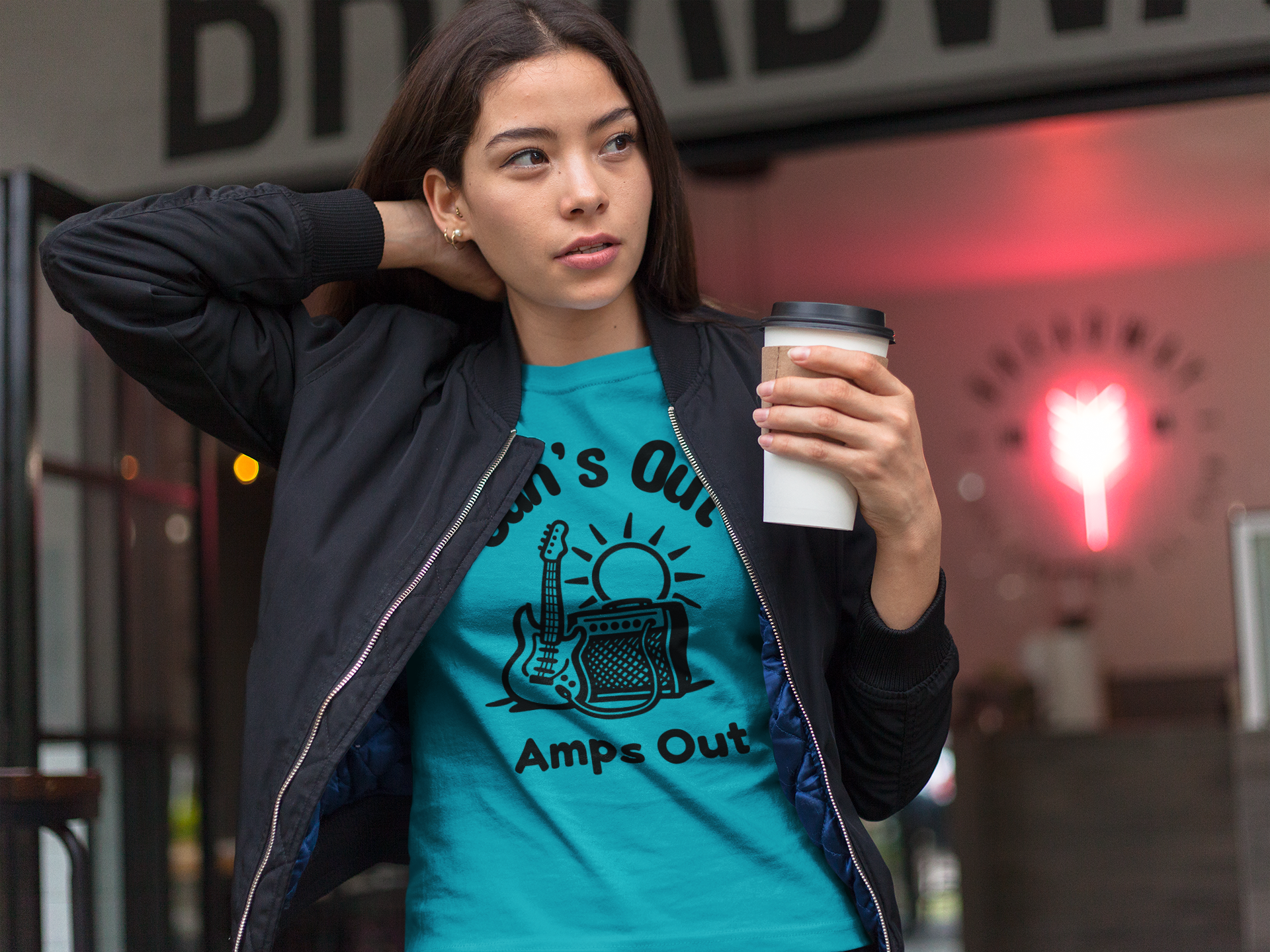 Sun’s Out Amps Out T-Shirt - Funny Guitar and Live Music Shirt