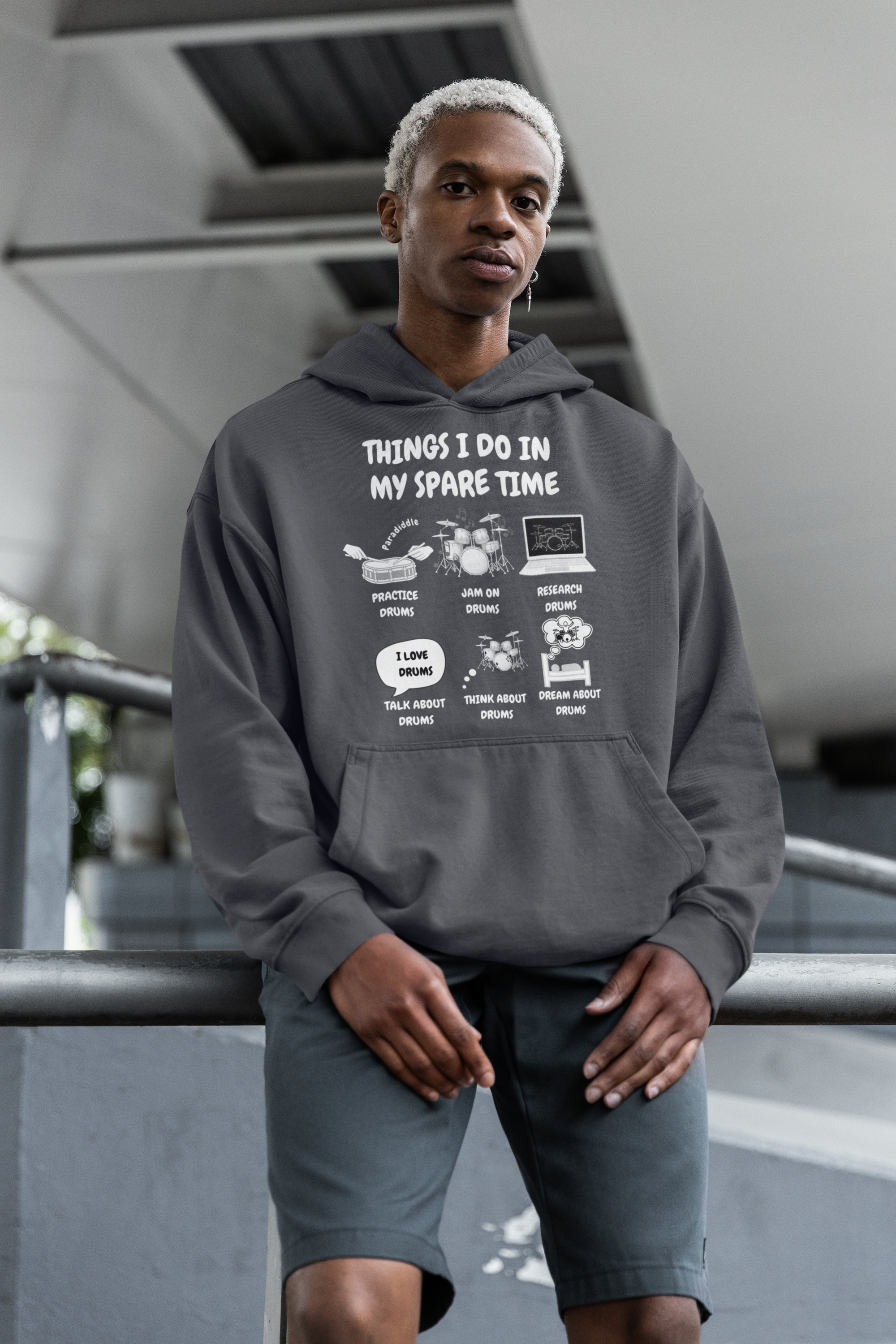 Things I Do in My Spare Time Drummer Hoodie - Funny Drummer Hoodie