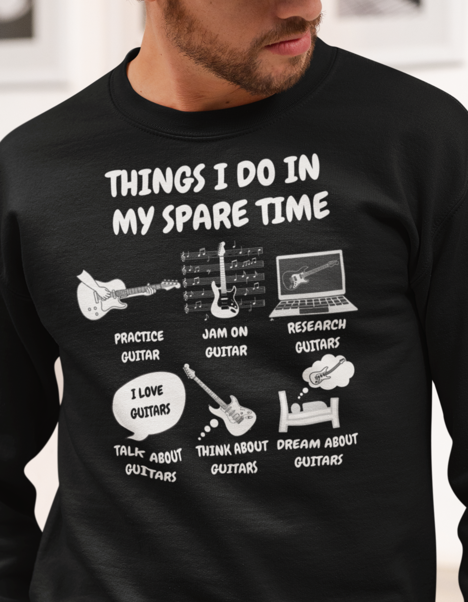 Things I Do in My Spare Time Guitar Sweatshirt - Funny Guitarist Sweater